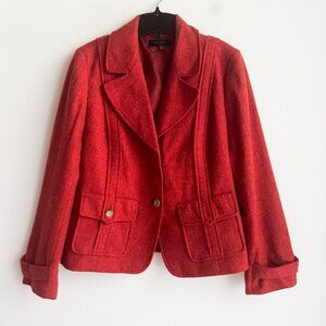 Talbots Brick Red Wool Blend Classic Blazer 14P